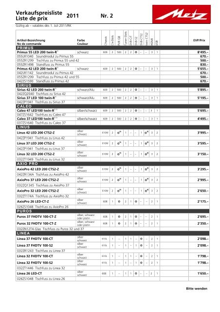 Verkaufspreisliste Liste de prix 2011 Nr. 2 - Liebermann