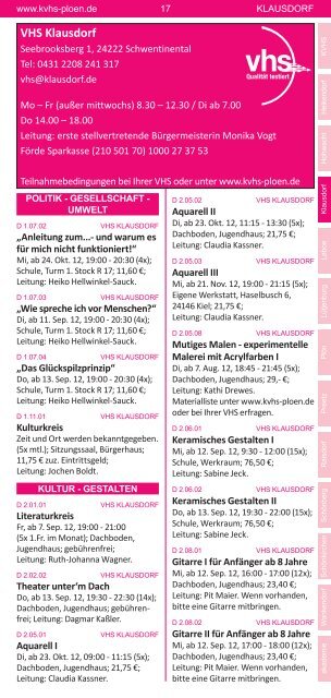 Programm Herbst 2012 - KVHS Plön