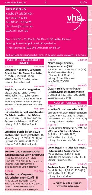 Programm Herbst 2012 - KVHS Plön