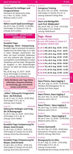 Programm Herbst 2012 - KVHS Plön