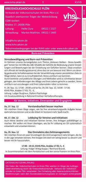 Programm Herbst 2012 - KVHS Plön