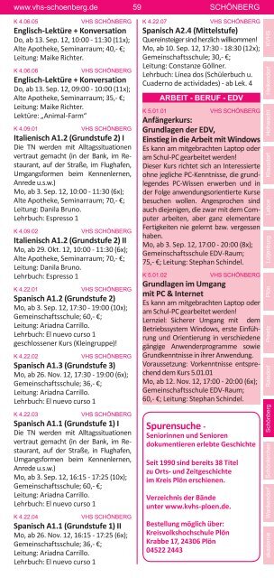 Programm Herbst 2012 - KVHS Plön