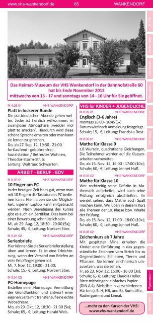 Programm Herbst 2012 - KVHS Plön