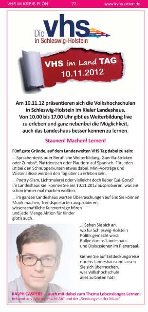 Programm Herbst 2012 - KVHS Plön