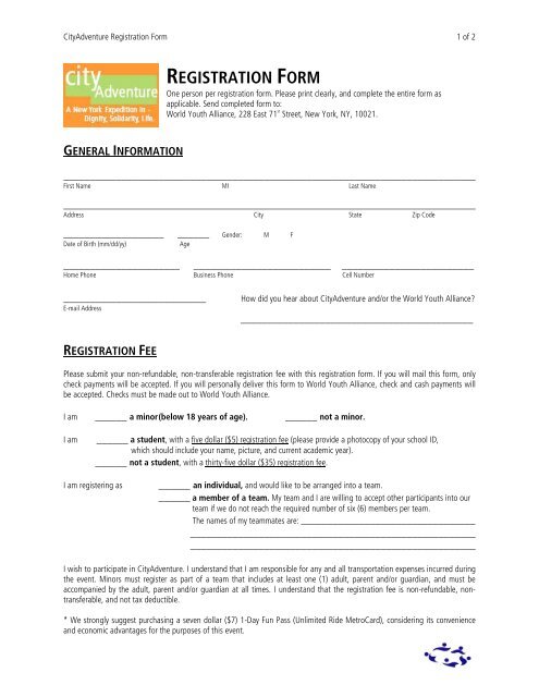 REGISTRATION FORM - World Youth Alliance