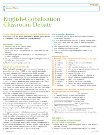 English Globalization Debate - Language Magazine