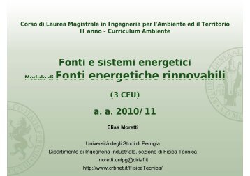 Fonti energetiche rinnovabili - Centro di Ricerca sulle Biomasse