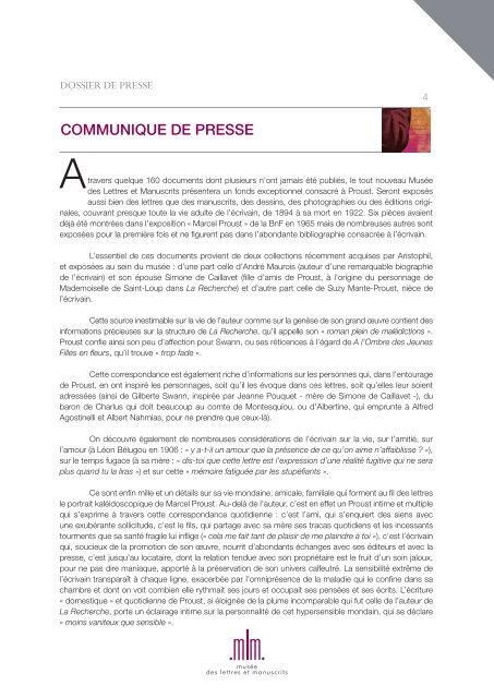 dossier de Presse - MusÃ©e des lettres et manuscrits