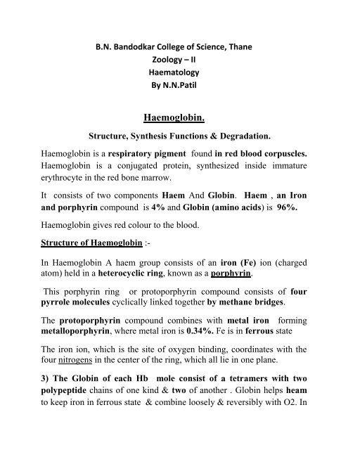 Haemoglobin.