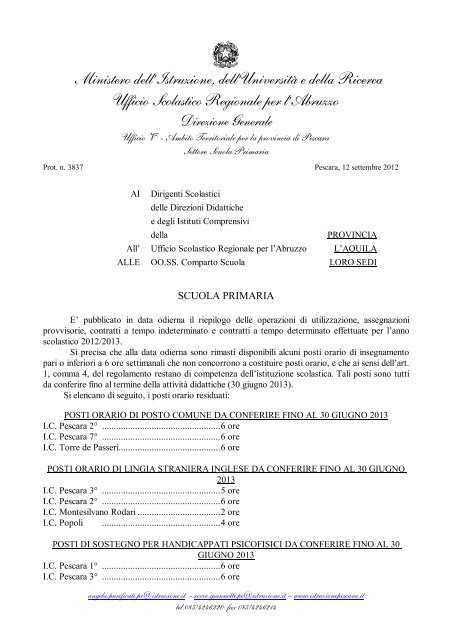 Riepilogo - Ufficio Scolastico Territoriale di Pescara