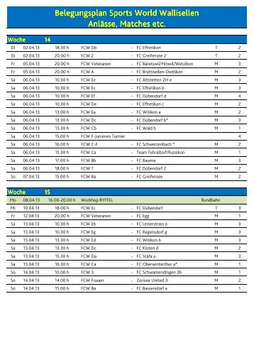 AKTUELLER Belegungsplan.xlsx - FC Wallisellen Homepage