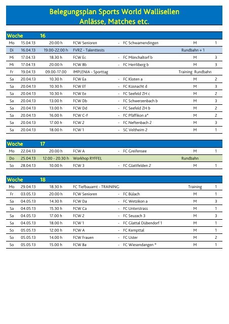 AKTUELLER Belegungsplan.xlsx - FC Wallisellen Homepage