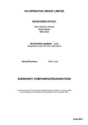 CO-OPERATIVE GROUP (CWS) LIMITED - The Co-operative