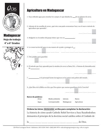 Hoja de trabajo - Catholic Relief Services