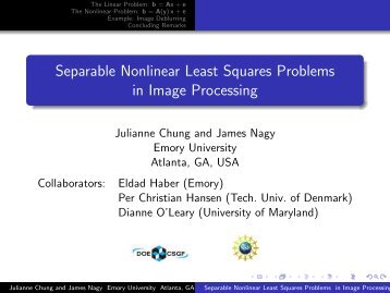 Separable Nonlinear Least Squares Problems in Image Processing