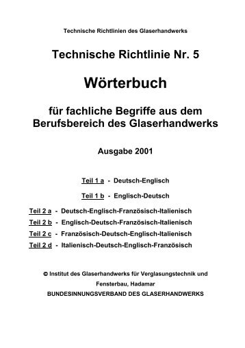 Technische Richtlinie Nr. 5 Wörterbuch für fachliche Begriffe aus dem