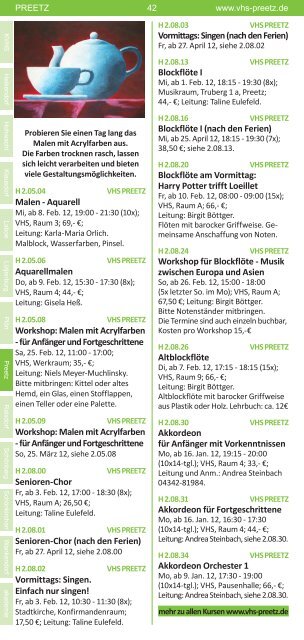 Programm Frühjahr 2012 - KVHS Plön