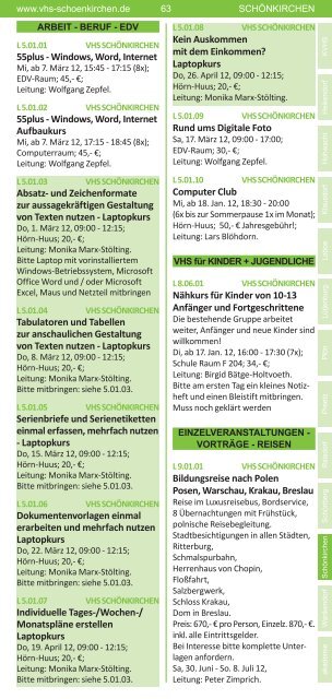 Programm Frühjahr 2012 - KVHS Plön