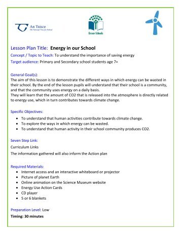 Lesson Plan Title: Energy in our School - Green Schools Ireland