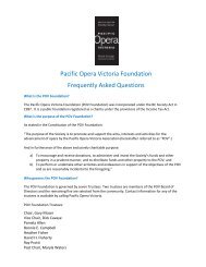 POV Foundation Frequently Asked Questions - Pacific Opera Victoria