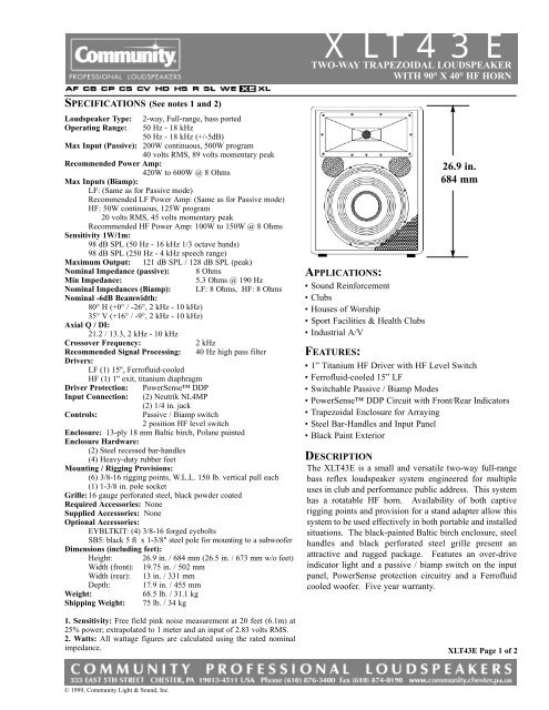 XLT43E - Community Professional Loudspeakers