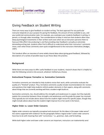 Giving Feedback on Student Writing