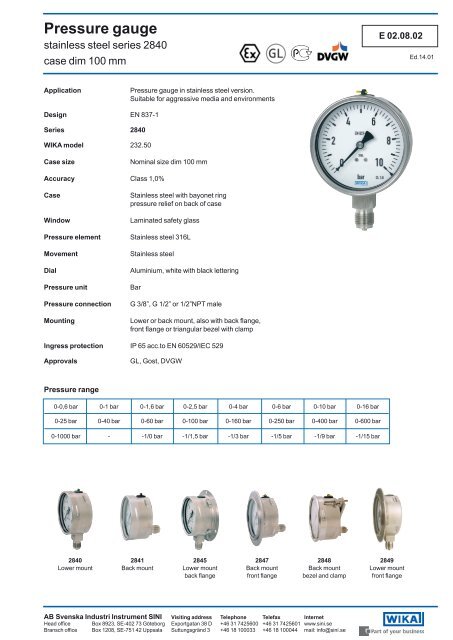 Pressure gauge - sini.se