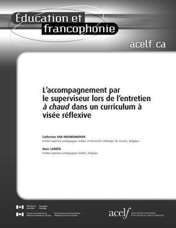 L'accompagnement par le superviseur lors de l'entretien Ã  - acelf