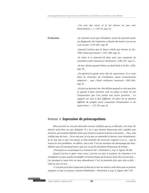 L'accompagnement par le superviseur lors de l'entretien Ã  - acelf