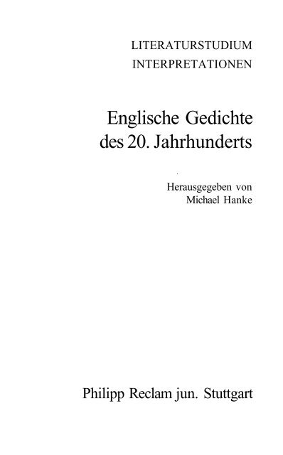 Englische Gedichte des 20. Jahrhunderts