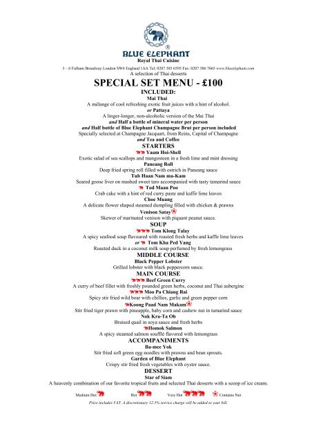 special set menu - Blue Elephant
