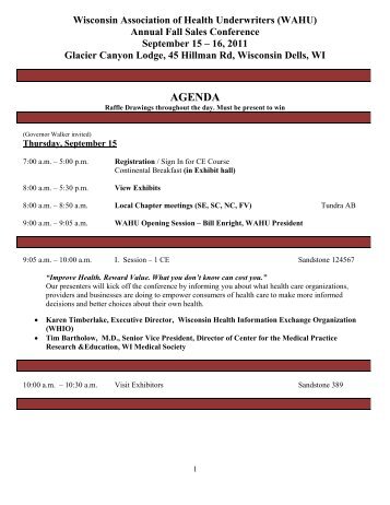 AGENDA - Wisconsin Association of Health Underwriters (WAHU)