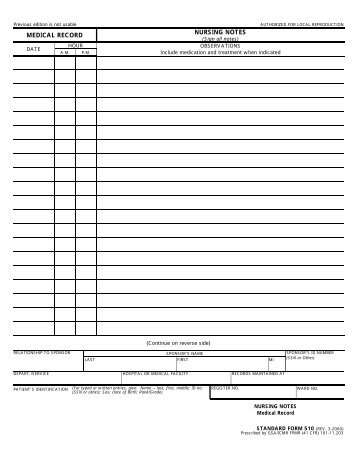 MEDICAL RECORD NURSING NOTES - Battalionaidstation.com