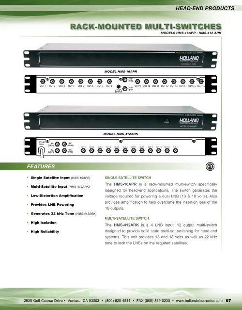 RACK-MOUNTED MULTI-SWITCHES - Holland Electronics