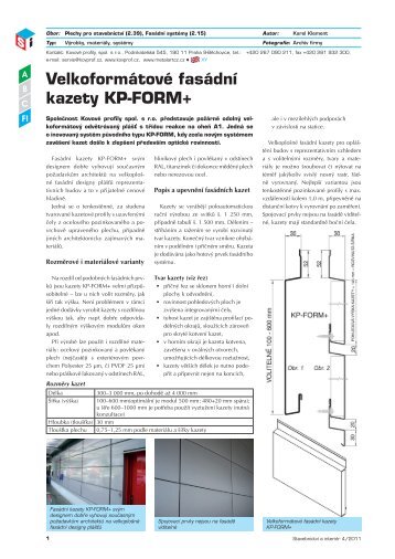 Velkoformátové fasádní kazety KP-FORM+ - Kovové profily, spol.s ro