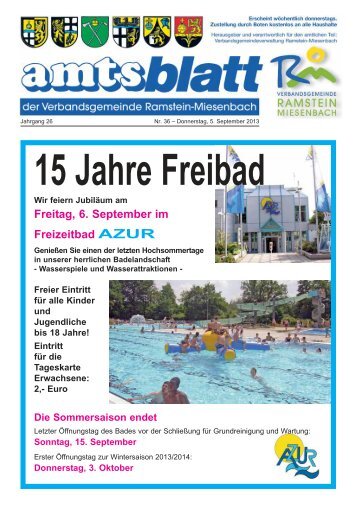 AMTSBLATT Nr. 36 vom 05.09.2013 - Ramstein-Miesenbach