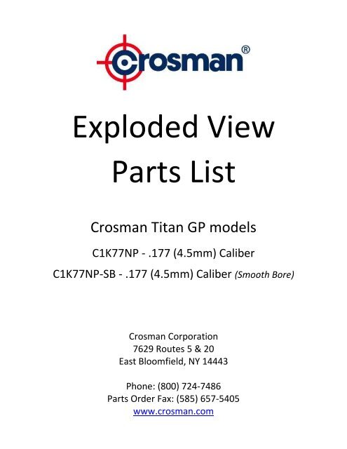 Exploded View Parts List - Crosman