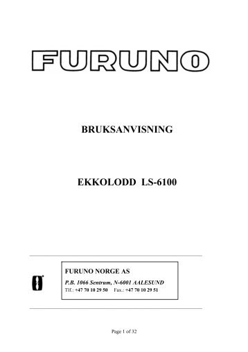 BRUKSANVISNING EKKOLODD LS-6100 - Seatronic