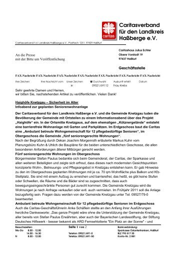 Caritasverband für den Landkreis Haßberge e.V. - Vernetzung ...