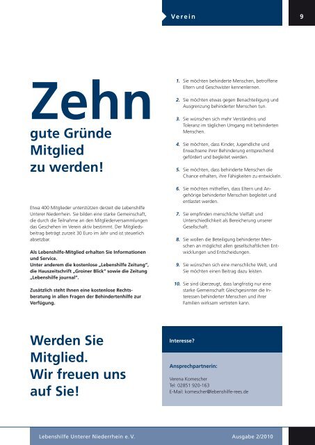 Groiner Blick Ausgabe 2/2010 - Lebenshilfe Unterer Niederrhein e.V.