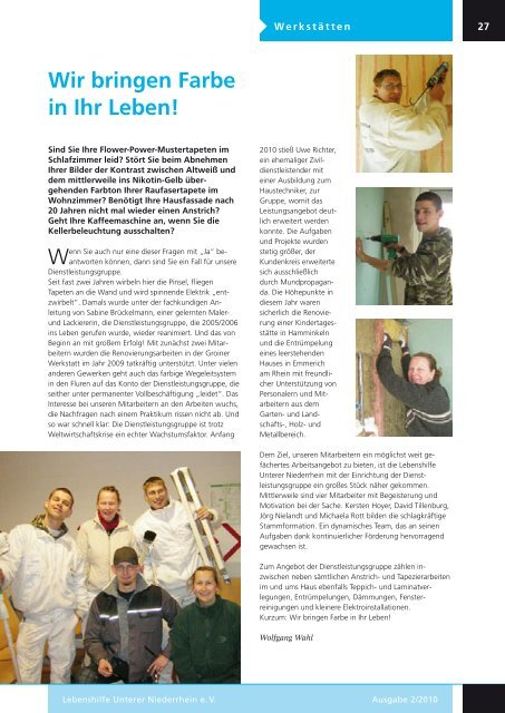 Groiner Blick Ausgabe 2/2010 - Lebenshilfe Unterer Niederrhein e.V.