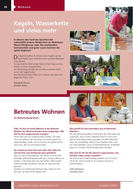 Groiner Blick Ausgabe 2/2010 - Lebenshilfe Unterer Niederrhein e.V.