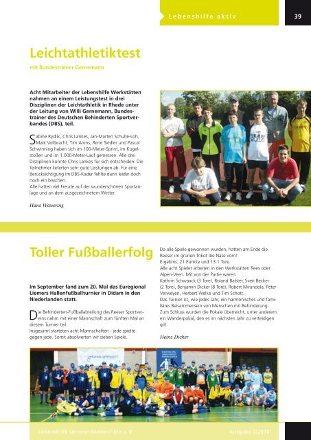 Groiner Blick Ausgabe 2/2010 - Lebenshilfe Unterer Niederrhein e.V.