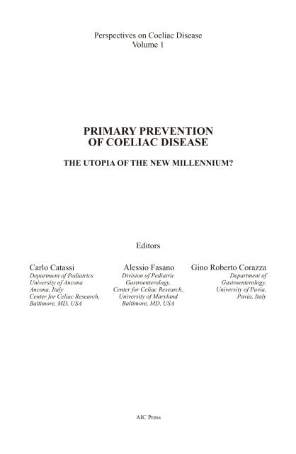 primary prevention of coeliac disease - Associazione Italiana ...