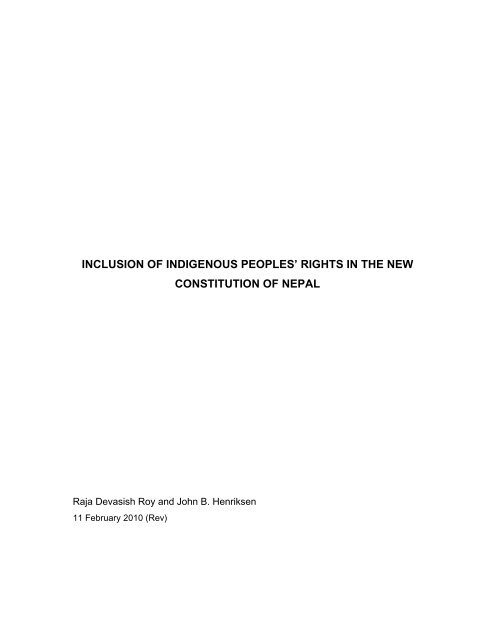 inclusion of indigenous peoples' rights in the new constitution of nepal