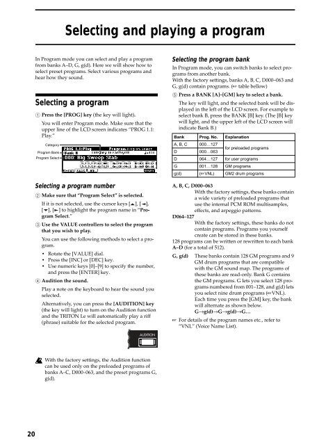 TRITON Le Basic guide - Korg