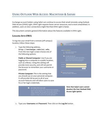 Exchange Email Online (OWA) for Safari(Mac)