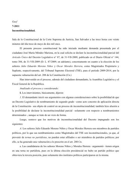 Inconstitucionalidad 7-2011.pdf - Tribunal Supremo Electoral