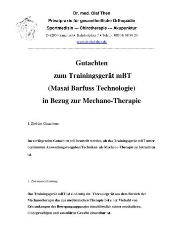 Gutachten zum TrainigsgerÃ¤t MBT - MBT-History