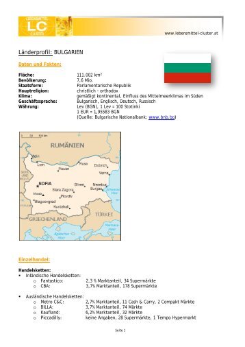 Länderprofil: BULGARIEN - Lebensmittel Cluster